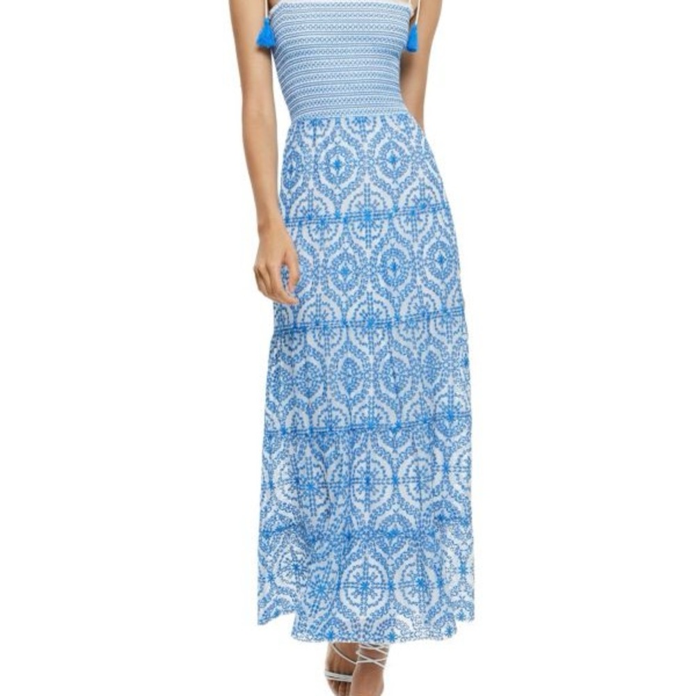 Alice + Olivia Blue Marna Tie-Strap Maxi Dress